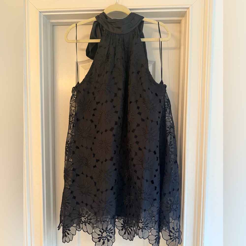 Maeve Black Lace Halter with Bow Mini Dress Only Worn Twice. - Picture 6 of 11